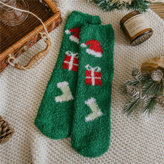 Christmas coral fleece socks