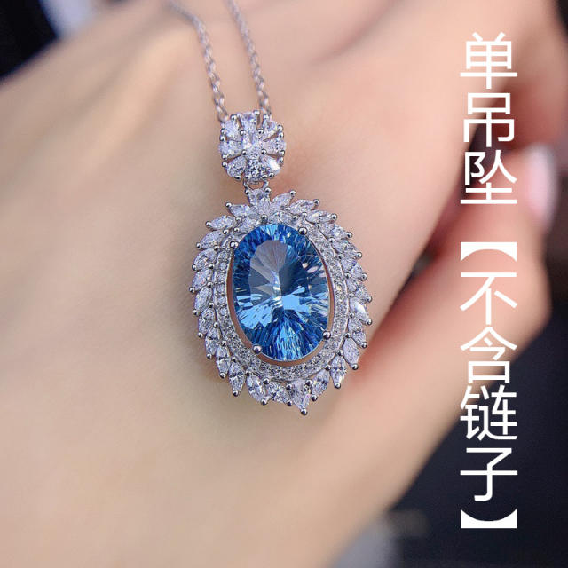 Luxury Aquamarine statement necklace rings