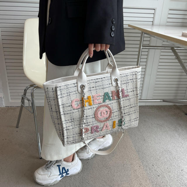 Color letter large capacity women tote bag