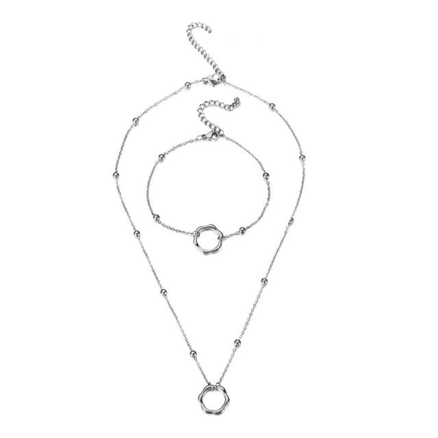 Occident fashion circle stainless steel necklace set