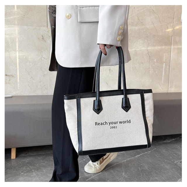 Fashion canvas letter tote bag for women