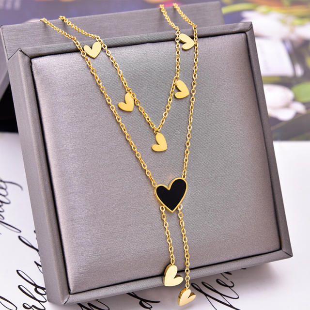 Occident fashion classic heart clover stainless steel necklace