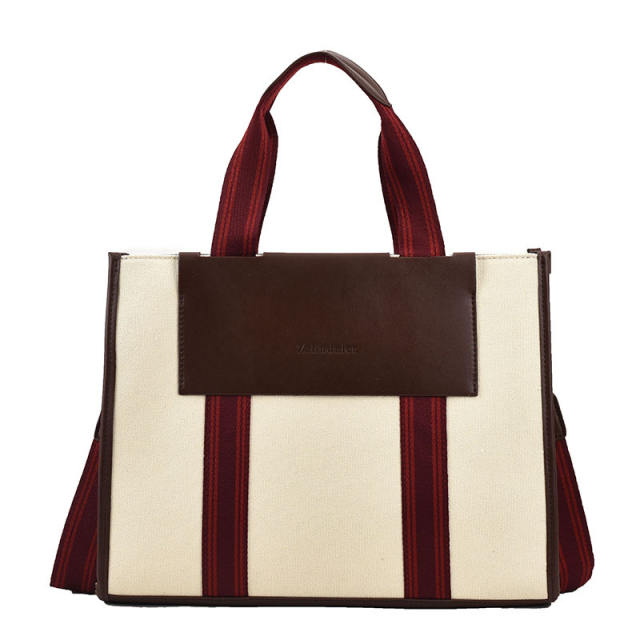 Large capacity stripe pattern tote bag handbag
