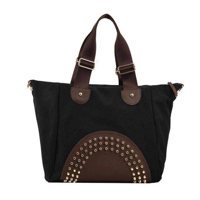 Large capacity canvas rivet tote bag