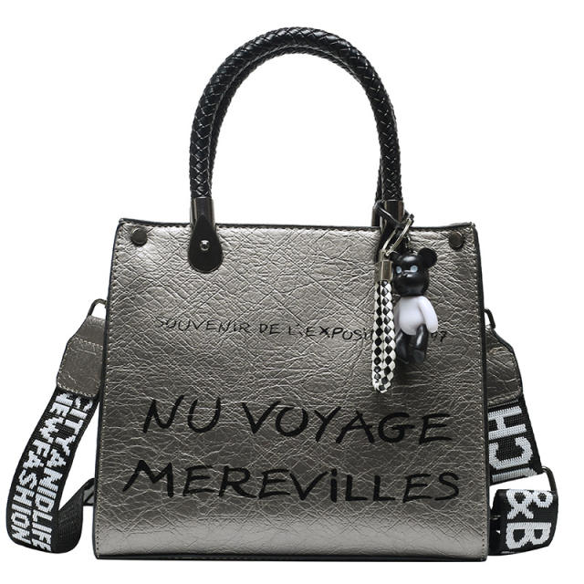 PU leather letter handbag for women