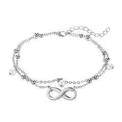 Occident fashion infinity two layer stainless steel anklet