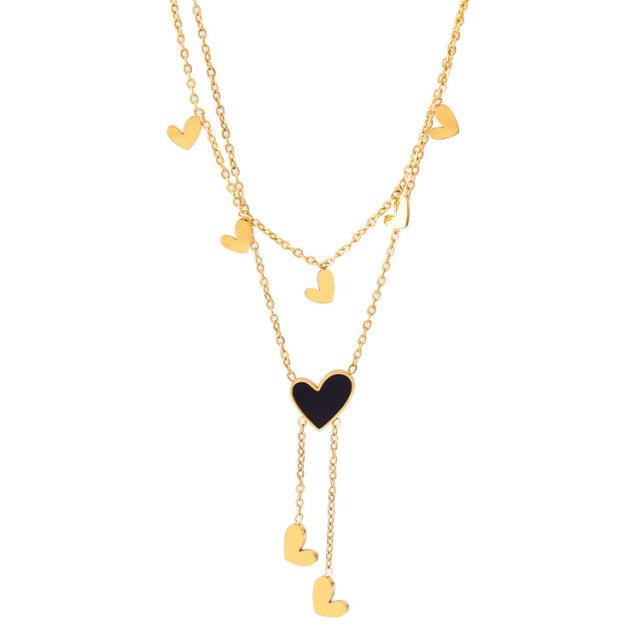 Occident fashion classic heart clover stainless steel necklace