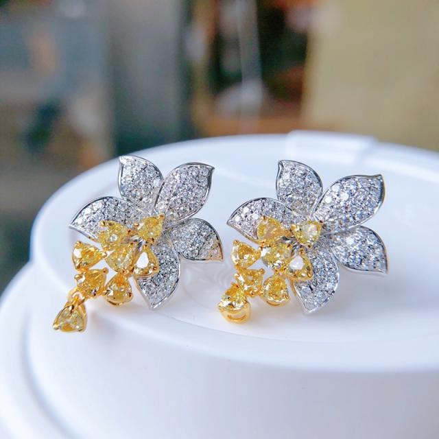 Elegant topaz diamond flower earrings