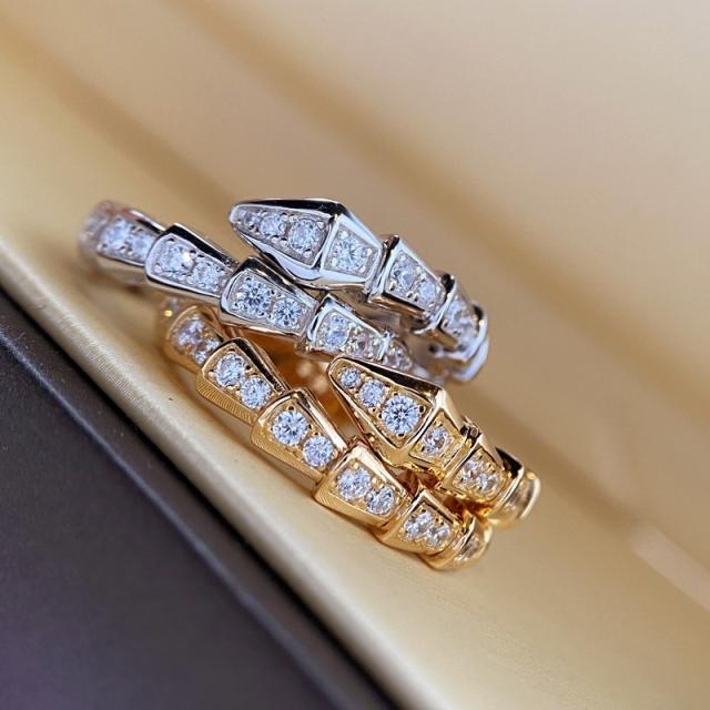 Snake shape diamond rings for women