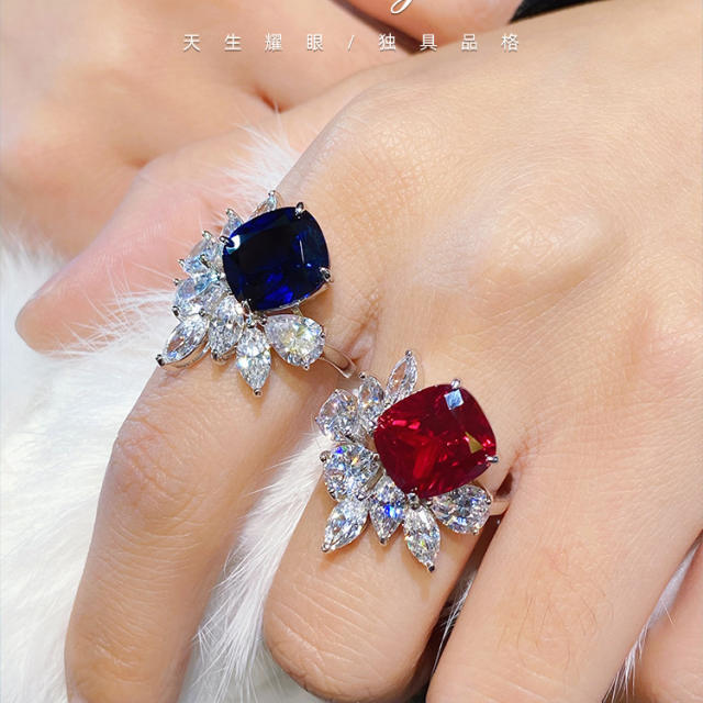 Luxury princess cut ruby sapphire rings