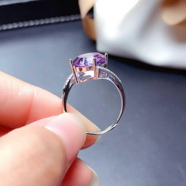 Round amethyst statement women rings