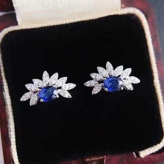 Elegant sapphire statement diamond studs earrings