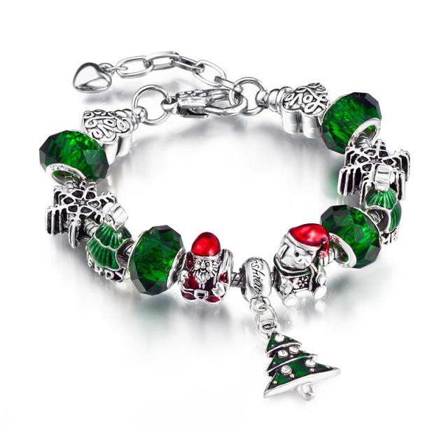 Occident fashion green color christmas tree charm diy bracelet
