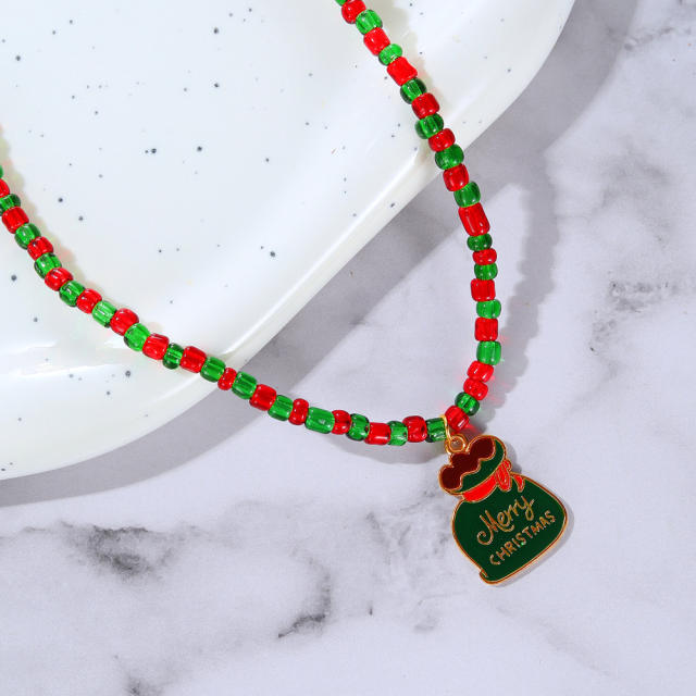 Creative colorful seed beads christmas necklace