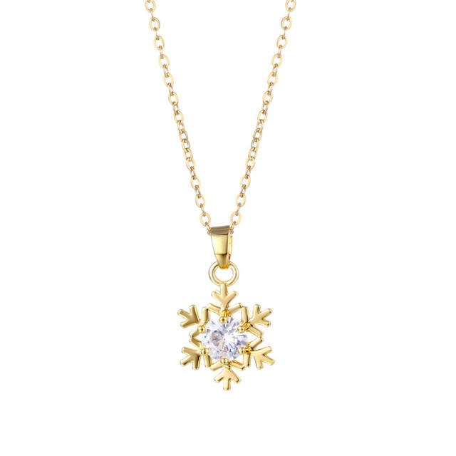 Delicate snowflake stainless steel chain pendant necklace