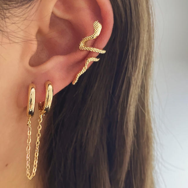 Tassel butterfly leaf ear cuff set