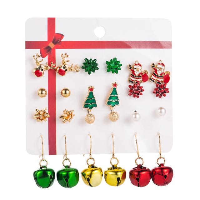 12 pair cute christmas series earrings set