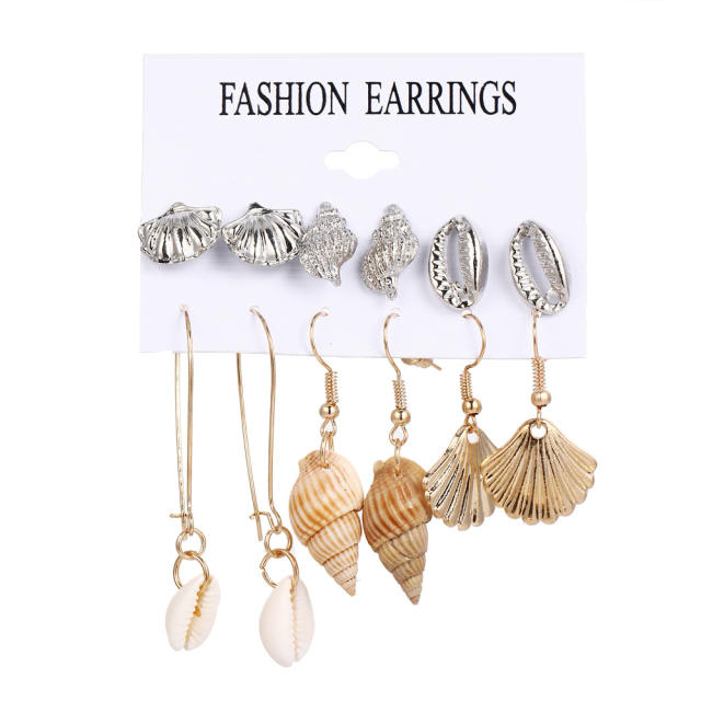 6pair Ocean trend shell theme earrings set