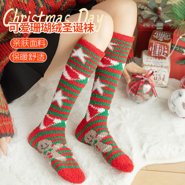 Christmas coral fleece warm socks