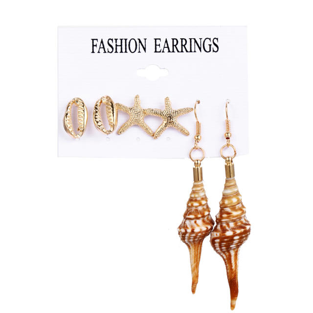 6pair Ocean trend shell theme earrings set