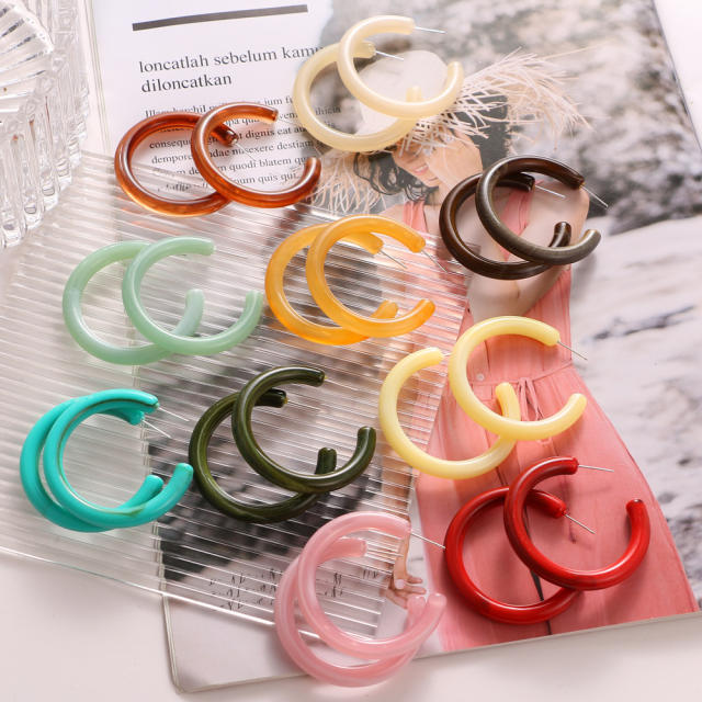 Large size korean fashion colorful open hoop earrings