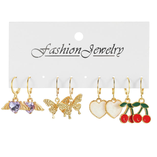 9 pair cute fruit rope tassel earrings set