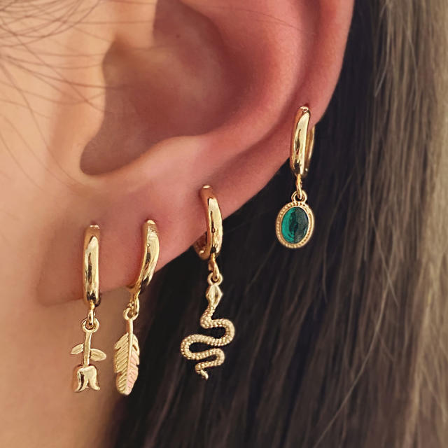 Tassel butterfly leaf ear cuff set