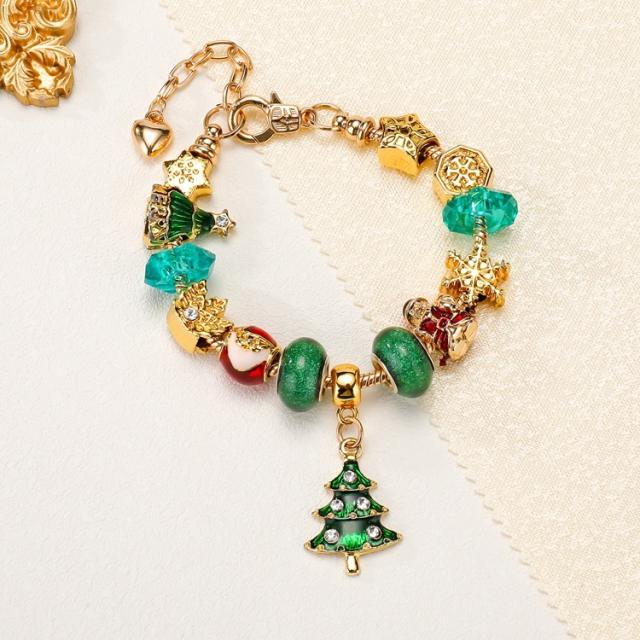 Green color series christmas diy bracelet