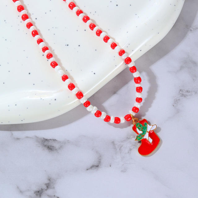 Creative colorful seed beads christmas necklace