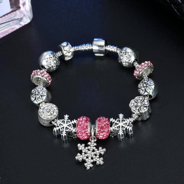 Christmas diamond snowflake charm diy bracelet