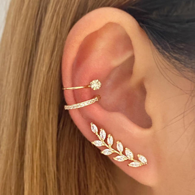 Tassel butterfly leaf ear cuff set