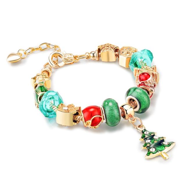 Green color series christmas diy bracelet