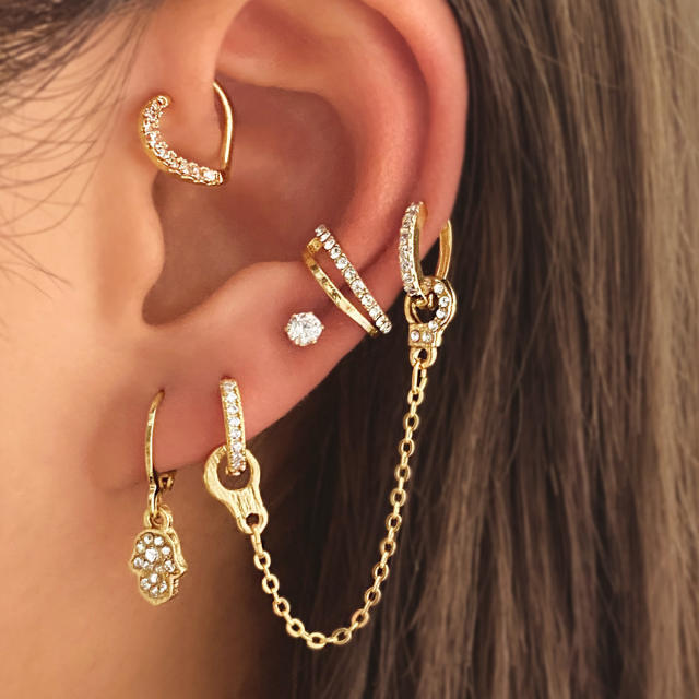 Tassel butterfly leaf ear cuff set