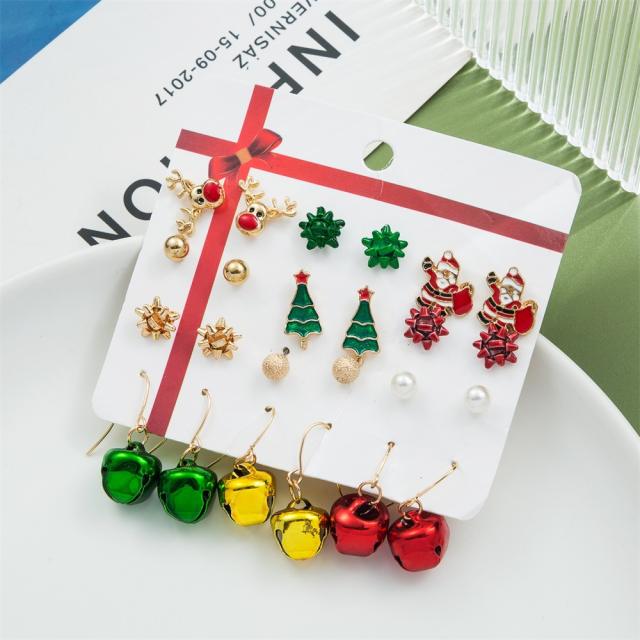 12 pair cute christmas series earrings set