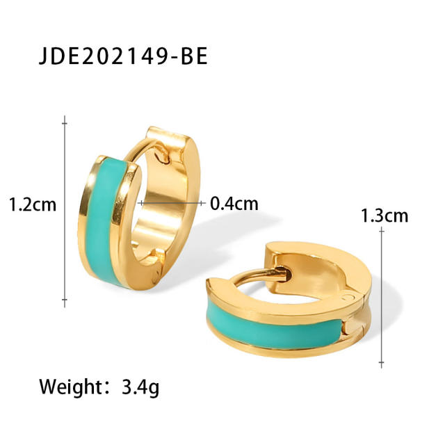 INS 18K color enamle stainless steel earrings huggie earrings