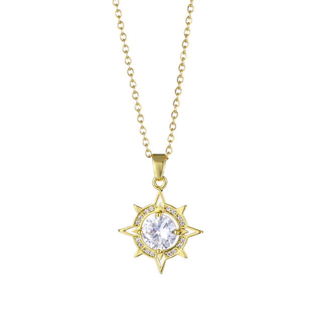 Diamond star stainless steel chain pendant necklace