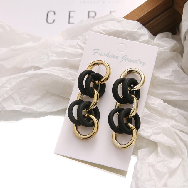 Geometric black color series acrylic earrings