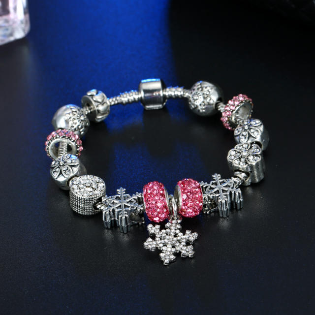 Christmas diamond snowflake charm diy bracelet