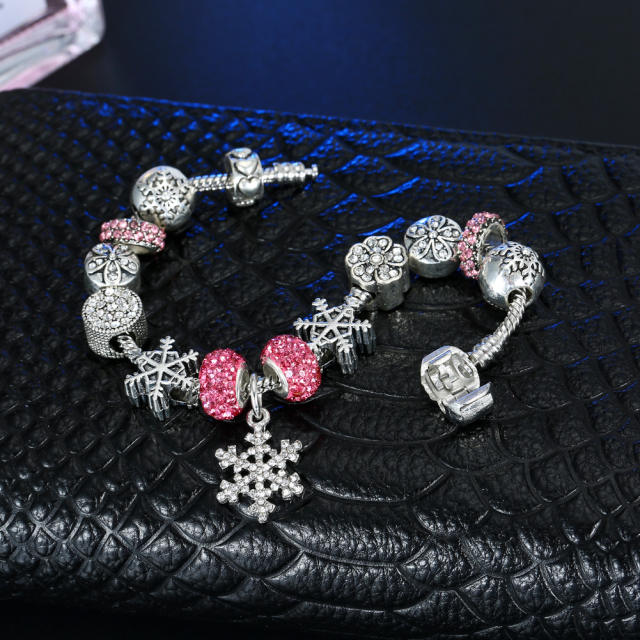 Christmas diamond snowflake charm diy bracelet