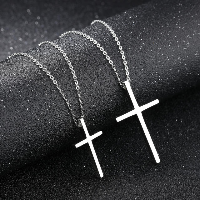 Concise cross stainless steel necklace couple necklace