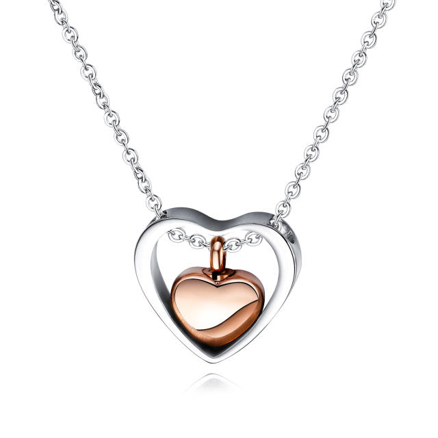 Rose gold heart openable stainless steel necklace locket necklace