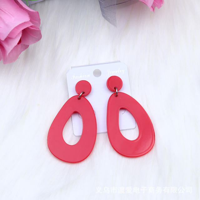 Concise geometric drop shape acrylic earrings