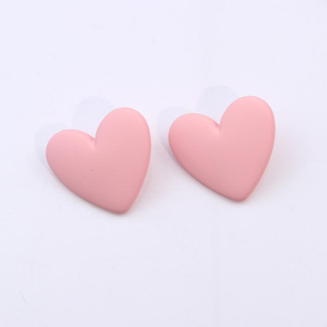 20 color acrylic heart studs earrings