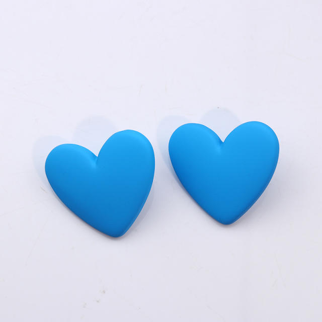 20 color acrylic heart studs earrings
