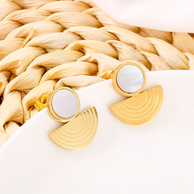 Geometric semicircle stainless steel earrings