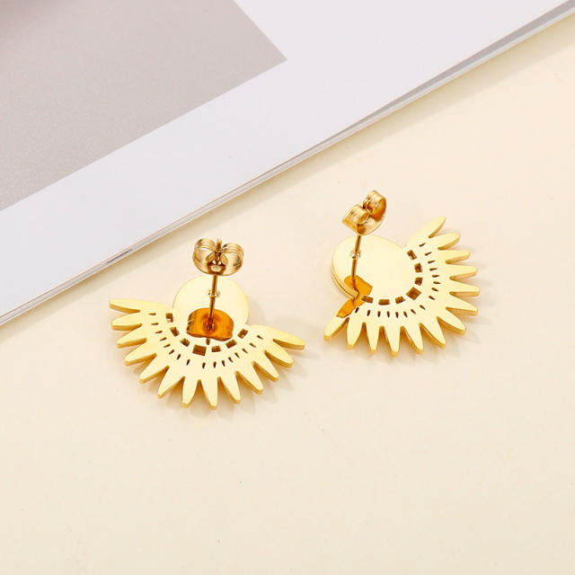 Korean fashion popular sunflower stainless steel earrings