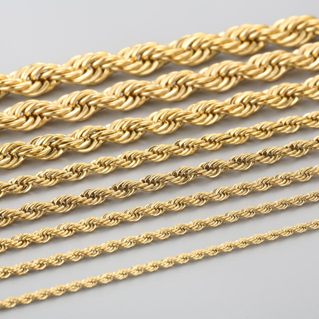 18K gold color stainless steel necklace rope chain necklace