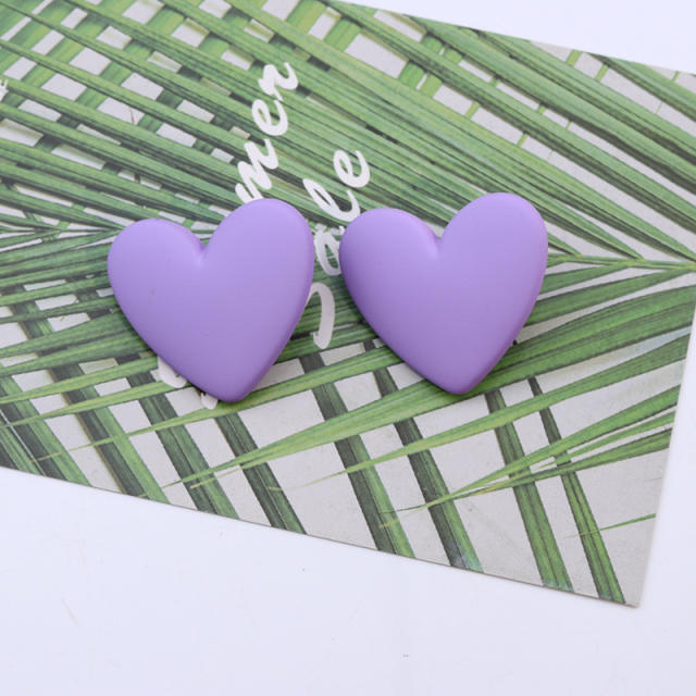 20 color acrylic heart studs earrings