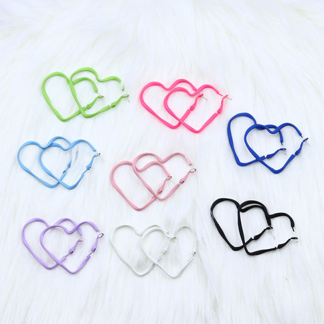 Popular geometric heart shape colorful earrings