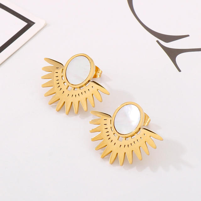Korean fashion popular sunflower stainless steel earrings